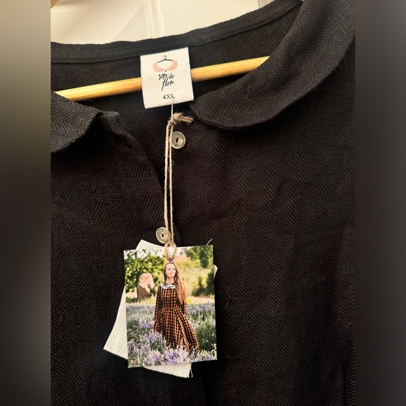 Son De Flor Classic Dress, Long Sleeve Black Pansy 4X - Picture 7 of 7